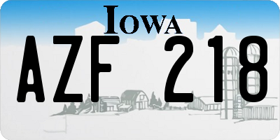 IA license plate AZF218