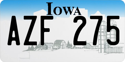 IA license plate AZF275