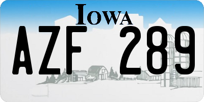 IA license plate AZF289