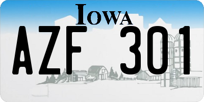 IA license plate AZF301