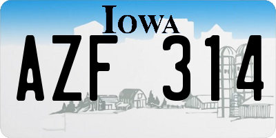 IA license plate AZF314