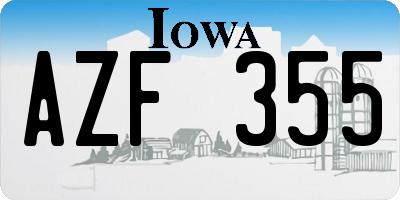 IA license plate AZF355