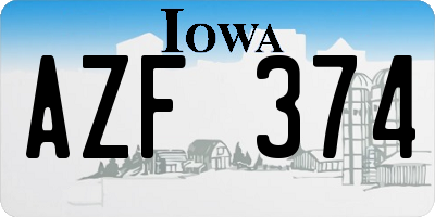 IA license plate AZF374