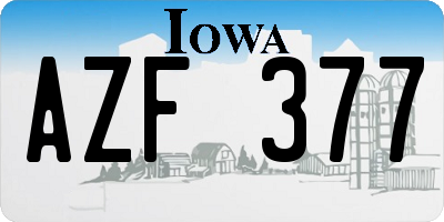 IA license plate AZF377
