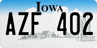 IA license plate AZF402