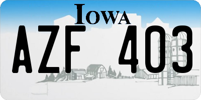 IA license plate AZF403