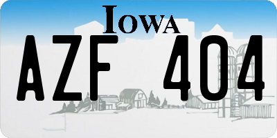 IA license plate AZF404