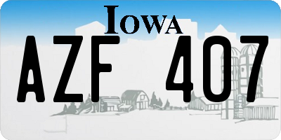 IA license plate AZF407