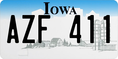 IA license plate AZF411
