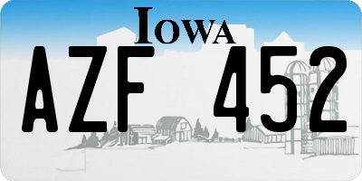 IA license plate AZF452