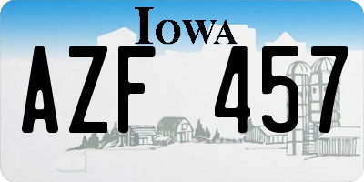 IA license plate AZF457