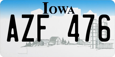 IA license plate AZF476