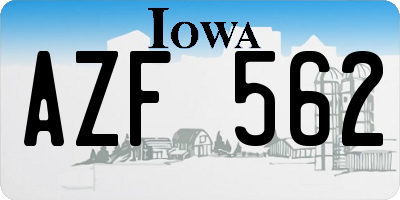 IA license plate AZF562