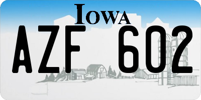 IA license plate AZF602