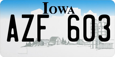 IA license plate AZF603