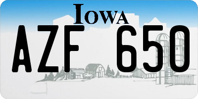 IA license plate AZF650