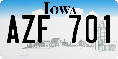 IA license plate AZF701