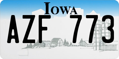 IA license plate AZF773