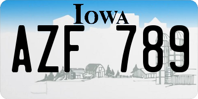 IA license plate AZF789