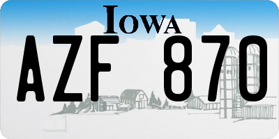 IA license plate AZF870