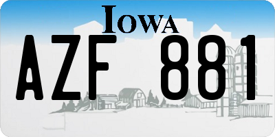 IA license plate AZF881