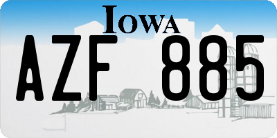 IA license plate AZF885