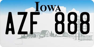 IA license plate AZF888
