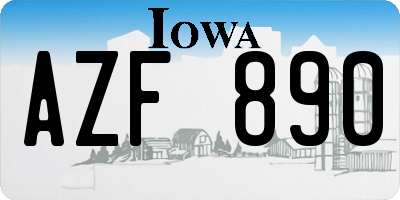 IA license plate AZF890