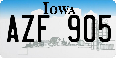 IA license plate AZF905