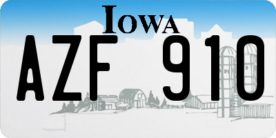 IA license plate AZF910