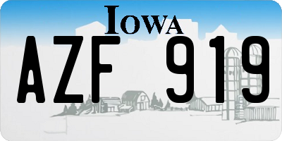 IA license plate AZF919