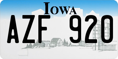 IA license plate AZF920