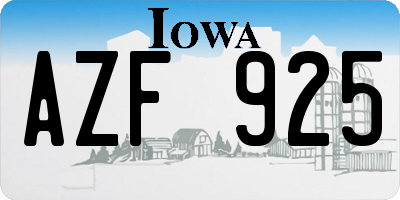 IA license plate AZF925