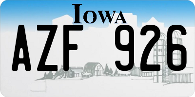 IA license plate AZF926