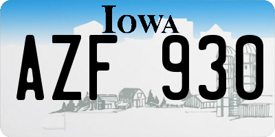 IA license plate AZF930