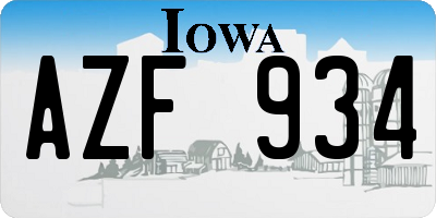 IA license plate AZF934