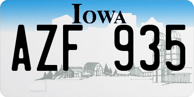 IA license plate AZF935