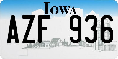IA license plate AZF936