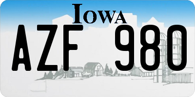 IA license plate AZF980