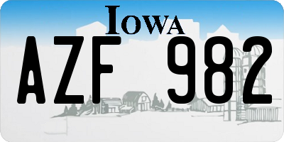 IA license plate AZF982