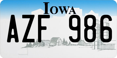 IA license plate AZF986