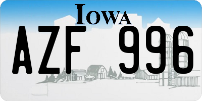 IA license plate AZF996