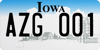 IA license plate AZG001