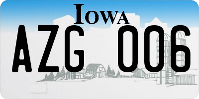 IA license plate AZG006