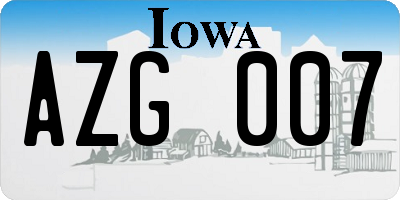 IA license plate AZG007