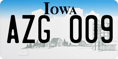 IA license plate AZG009