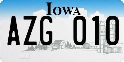 IA license plate AZG010