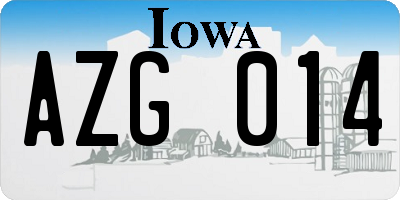 IA license plate AZG014