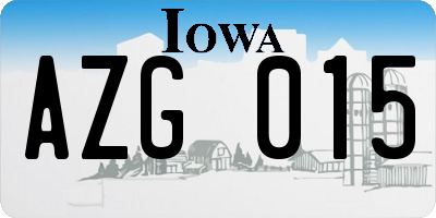 IA license plate AZG015