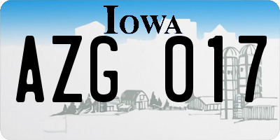 IA license plate AZG017